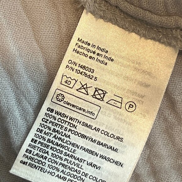 H&M Women Size XL Blue Gauze Oversized Solid V Neck Balloon Sleeve 100% Cotton B - Picture 3 of 9